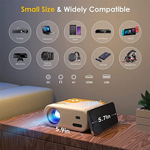 WENLII P64 LED Projector Mini Projector for Smartphone, Or USB Video Beamer