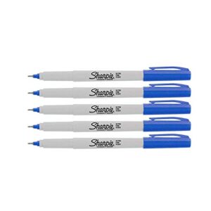 sharpie permanent markers, ultra fine point, 5-count (blue)