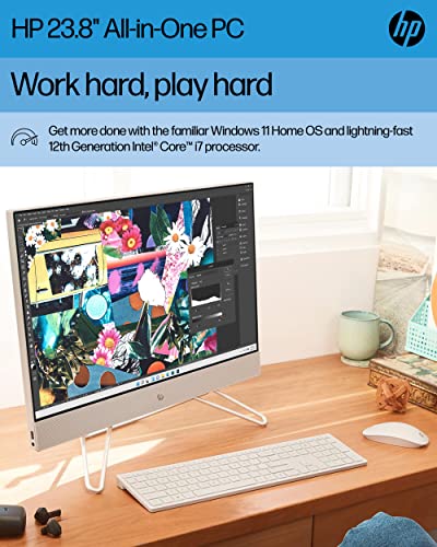 HP All-in-One Bundle PC, 23.8" Full HDMicro-Edge Touchscreen Display, 12thGeneration Intel® Core™ i7Processor, Intel® Iris® Xe Graphics, 16 GBSDRAM, 512 GB SSD,Windows11 HomeOS, Wi-Fi(24-CB1180, 2022)