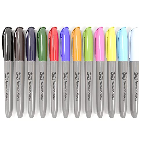 Mr. Pen- Permanent Markers, 12 Pack, Assorted Colors, Fine Point Markers, Permanent Markers Assorted Colors, Fine Tip Permanent Markers, Permanent Markers Fine Point, Permanent Markers Pack , Marker