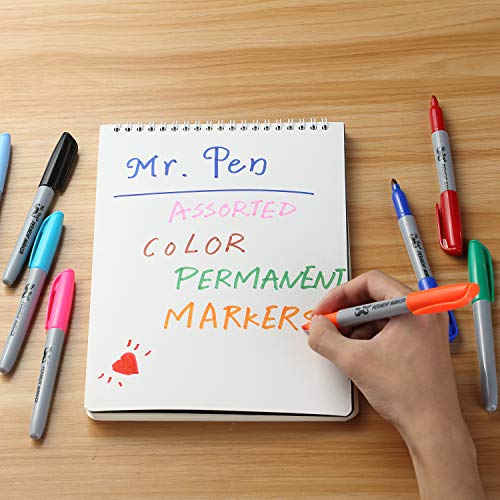 Mr. Pen- Permanent Markers, 12 Pack, Assorted Colors, Fine Point Markers, Permanent Markers Assorted Colors, Fine Tip Permanent Markers, Permanent Markers Fine Point, Permanent Markers Pack , Marker