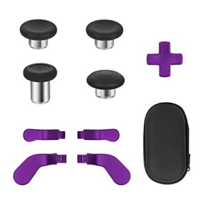 metal thumbsticks for xbox elite series 2 core controller accessories, replacement magnetic buttons kit includes 4 swap magnetic joysticks, 4 paddles, 1 standard d-pads (purple)