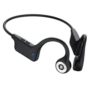 marlall bone conduction headphone, bluetoth open-ear/air bone earphones/earbuds with mic, wireless sport headphone for workout, running, cycling, hiking, gym, climbing, driving (black)