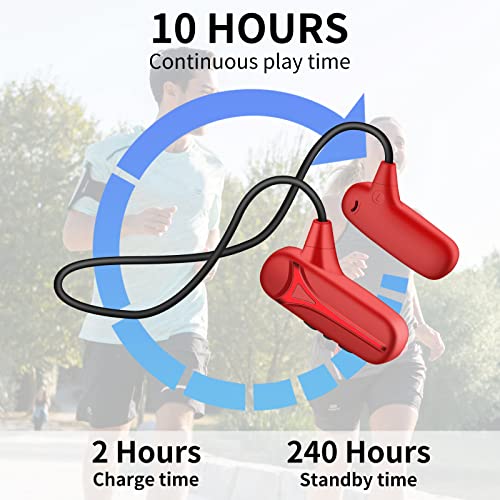 WESADN Bone Conduction Headphones Bluetooth Wireless Open Ear Headphones Build in Microphone Stereo Sport Workout Headset Earphones for Running Cycling Hiking Driving for iPhone Android F1 Red