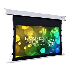 elite screens evanesce tab-tension b, 110-inch diagonal 16:9, 4k / 8k hd ready, recessed in-ceiling electric tab tensioned projector screen, matte white projection screen surface, etb110hw2-e8