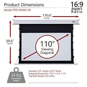 Elite Screens Evanesce Tab-Tension B, 110-inch Diagonal 16:9, 4K / 8K HD Ready, Recessed in-Ceiling Electric Tab Tensioned Projector Screen, Matte White Projection Screen Surface, ETB110HW2-E8