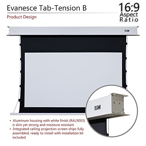 Elite Screens Evanesce Tab-Tension B, 110-inch Diagonal 16:9, 4K / 8K HD Ready, Recessed in-Ceiling Electric Tab Tensioned Projector Screen, Matte White Projection Screen Surface, ETB110HW2-E8