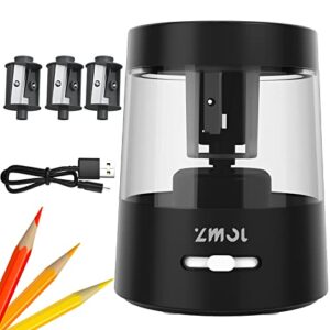 zmol electric pencil sharpeners,portable small battery powered pencil sharpener kids,suitable for no.2/colored pencils(6-8mm),school/classroom/office/home black