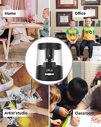 ZMOL Electric Pencil Sharpeners,Portable Small Battery Powered Pencil Sharpener Kids,Suitable for No.2/Colored Pencils(6-8mm),School/Classroom/Office/Home Black