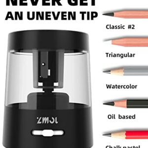 ZMOL Electric Pencil Sharpeners,Portable Small Battery Powered Pencil Sharpener Kids,Suitable for No.2/Colored Pencils(6-8mm),School/Classroom/Office/Home Black