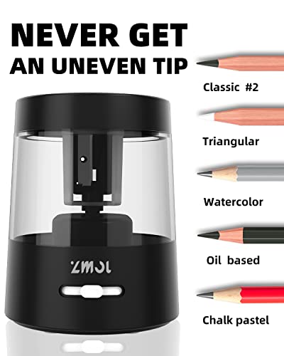 ZMOL Electric Pencil Sharpeners,Portable Small Battery Powered Pencil Sharpener Kids,Suitable for No.2/Colored Pencils(6-8mm),School/Classroom/Office/Home Black