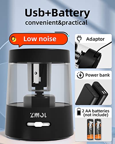 ZMOL Electric Pencil Sharpeners,Portable Small Battery Powered Pencil Sharpener Kids,Suitable for No.2/Colored Pencils(6-8mm),School/Classroom/Office/Home Black