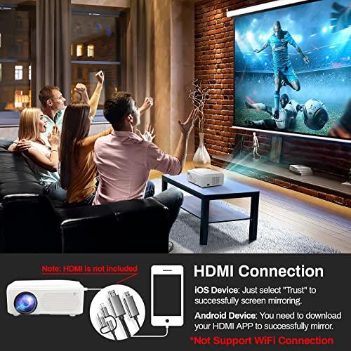 MINLOVE Mini Projector DVD Player Built-in,1080P and 250" Supported Bluetooh Projector, Portable Outdoor Home Movie LED Video Projectors 8000l for Phone Compatible with TV Stick/HDMI/USB/VGA/AV/TF