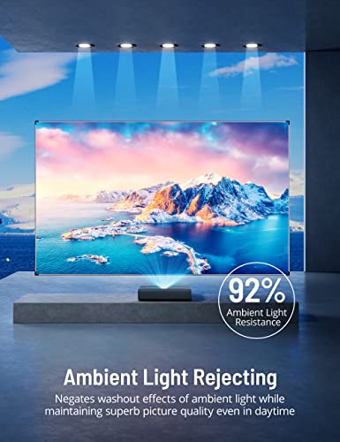 Projector Screen, Paris Rhône 100” 4K Ultra HD 16:9 Ambient Light Rejecting Fixed Frame ALR Projector Screen, Ceiling Light Rejecting Projection Screen for Ultra-Short Throw Projectors