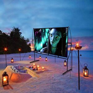 Projector Screen with Stand Foldable Portable Movie Screen 100 Inch（16：9）, HD 4K Double Sided Projection Screen Indoor Outdoor Projector Movies Screen for Home Theater (100 Inch) …