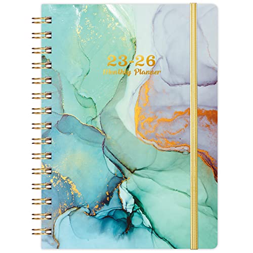 Monthly Planner 2023-2026 - 3 Year Monthly Planner 2023-2026 with Monthly Tabs, Jul. 2023 - Jun. 2026, 6.3" x 8.4", 2023-2026 Monthly Calendar with Flexible Cover, 27 Note Pages & Tabs, Inner Pocket - Green