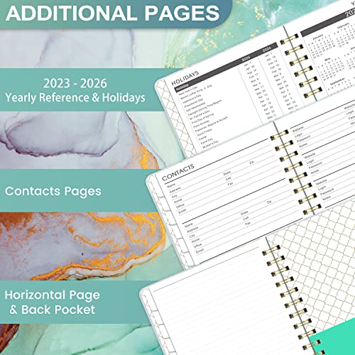 Monthly Planner 2023-2026 - 3 Year Monthly Planner 2023-2026 with Monthly Tabs, Jul. 2023 - Jun. 2026, 6.3" x 8.4", 2023-2026 Monthly Calendar with Flexible Cover, 27 Note Pages & Tabs, Inner Pocket - Green