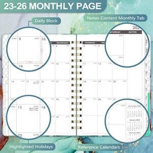 Monthly Planner 2023-2026 - 3 Year Monthly Planner 2023-2026 with Monthly Tabs, Jul. 2023 - Jun. 2026, 6.3" x 8.4", 2023-2026 Monthly Calendar with Flexible Cover, 27 Note Pages & Tabs, Inner Pocket - Green