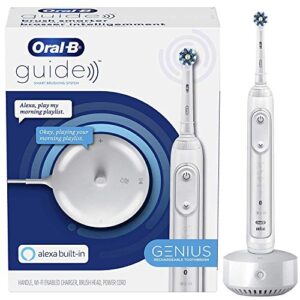 oral-b electric toothbrush, alexa built-in, amazon dash replenishment enabled, white, smart brushing system