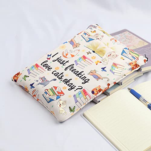 Cat Book Sleeve Cat Mom Gift Cat Lover Book Protector I Just Freaking Love Cats Okay Cat Book Covers Cat Owner Gift