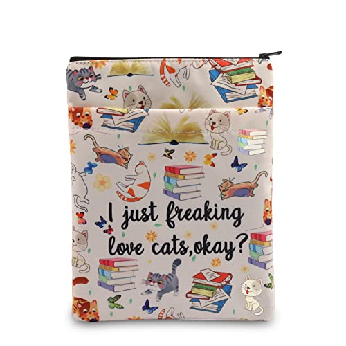 Cat Book Sleeve Cat Mom Gift Cat Lover Book Protector I Just Freaking Love Cats Okay Cat Book Covers Cat Owner Gift