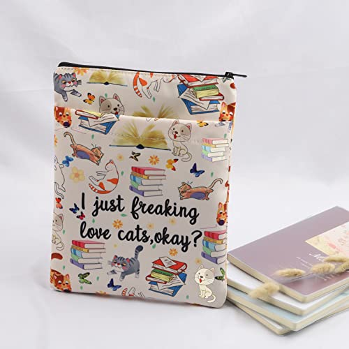 Cat Book Sleeve Cat Mom Gift Cat Lover Book Protector I Just Freaking Love Cats Okay Cat Book Covers Cat Owner Gift