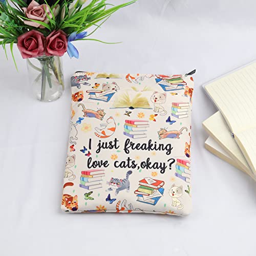 Cat Book Sleeve Cat Mom Gift Cat Lover Book Protector I Just Freaking Love Cats Okay Cat Book Covers Cat Owner Gift