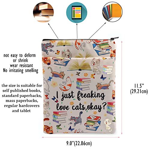 Cat Book Sleeve Cat Mom Gift Cat Lover Book Protector I Just Freaking Love Cats Okay Cat Book Covers Cat Owner Gift