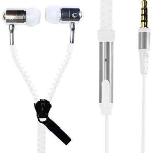 Luminous Zip Earphones Glow in The Dark Zipper Headphones Light up Wired Earbud Stereo Earphones for Mobile Phones Tablet (Zip-White)