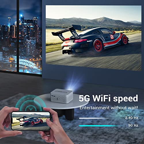 BIGASUO 5G WiFi Projector with DVD Player - 1080P Supported Home Projector with Bluetooth & Zoom, Portable Outdoor Movie Projector with Carry Bag & Tripod Compatible with Phone/Laptop/PS4/TV Stick