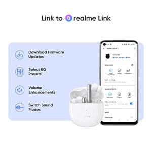 realme Buds Air 2 Earphone 25h Battery Life IPX5 Waterproof Transparency Mode Active Noise Cancellation Hi-Fi 88ms Super Low Latency Bass Boost Driver, White