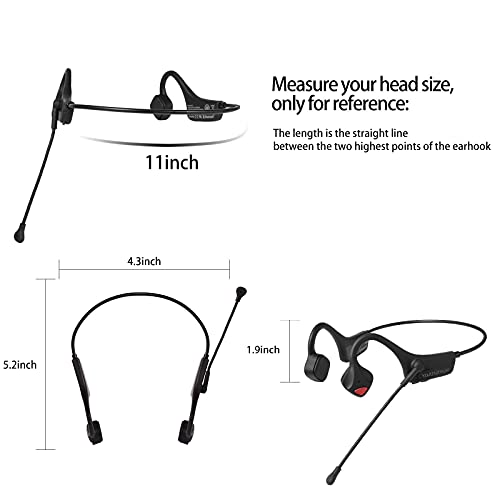 YouthWhisper Bone Conduction Headphones Bluetooth with Microphones - Wireless Headset Open-Ear Lightweight for Running Hiking Home Office Education Conference Calls Online Teaching/Learning