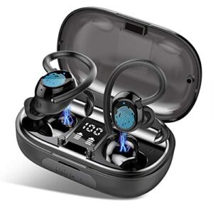 coucur wireless earbuds sports, bluetooth 5.1 headphones with mic deep bass bluetooth earphones in-ear, cvc8.0 noise cancelling earbuds for running gym ip7 waterproof, 100h playtime, touch control