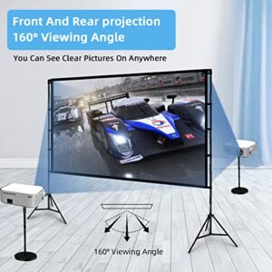 Projector Screen and Stand,Towond 120 inch Portable Projector Screen Indoor Outdoor Projector Screen 16:9 4K HD Wrinkle-Free Lightweight Movie Screen with Carry Bag for Backyard Movie Night