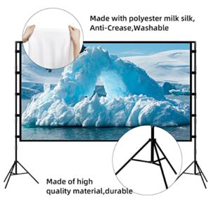 Projector Screen and Stand,Towond 120 inch Portable Projector Screen Indoor Outdoor Projector Screen 16:9 4K HD Wrinkle-Free Lightweight Movie Screen with Carry Bag for Backyard Movie Night