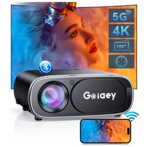 【auto focus】projector with wifi 6 and bluetooth 5.2 with 100” screen, goiaey 490 ansi 19000l native 1080p 4k support movie video projector, auto 6d keystone, portable projector for ios/android/tv/ps5