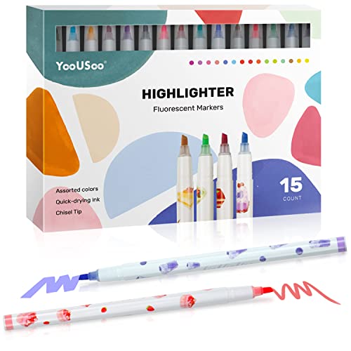 YOOUSOO Bible Highlighters, 15Pack No Bleed Journaling Pens Patel Highlighters Assorted Colors, Bulk Marker Pens Set for Students, Aesthetic School Supplies