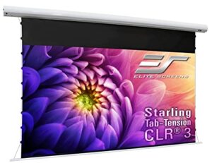 elite screens starling tab-tension clr® 3 series, 121 inch diag.16:9 ultra short throw ceiling ambient light rejecting (clr/alr) electric wall/ceiling retractable projector screen, stt121xh-clr3