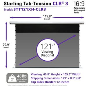 Elite Screens Starling Tab-Tension CLR® 3 Series, 121 INCH Diag.16:9 Ultra Short Throw Ceiling Ambient Light Rejecting (CLR/ALR) Electric Wall/Ceiling Retractable Projector Screen, STT121XH-CLR3