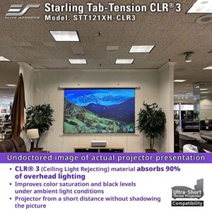 Elite Screens Starling Tab-Tension CLR® 3 Series, 121 INCH Diag.16:9 Ultra Short Throw Ceiling Ambient Light Rejecting (CLR/ALR) Electric Wall/Ceiling Retractable Projector Screen, STT121XH-CLR3