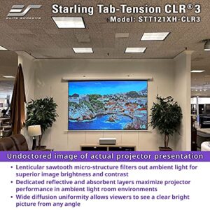 Elite Screens Starling Tab-Tension CLR® 3 Series, 121 INCH Diag.16:9 Ultra Short Throw Ceiling Ambient Light Rejecting (CLR/ALR) Electric Wall/Ceiling Retractable Projector Screen, STT121XH-CLR3