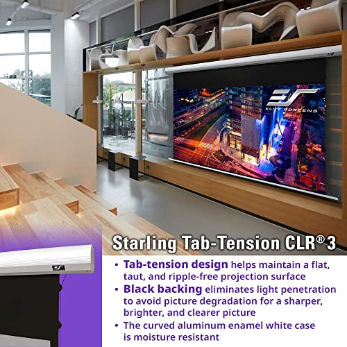 Elite Screens Starling Tab-Tension CLR® 3 Series, 121 INCH Diag.16:9 Ultra Short Throw Ceiling Ambient Light Rejecting (CLR/ALR) Electric Wall/Ceiling Retractable Projector Screen, STT121XH-CLR3