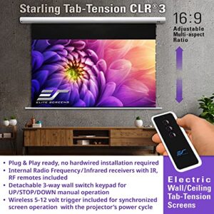 Elite Screens Starling Tab-Tension CLR® 3 Series, 121 INCH Diag.16:9 Ultra Short Throw Ceiling Ambient Light Rejecting (CLR/ALR) Electric Wall/Ceiling Retractable Projector Screen, STT121XH-CLR3