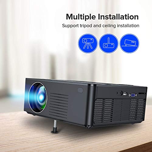 XIAOYA Outdoor Projector, HD Movie Projector Support 1080P, 4000 Lumens Home Theater Projector with HiFi Speaker, Compatible with HDMI, Fire Stick, USB(Black-w2)