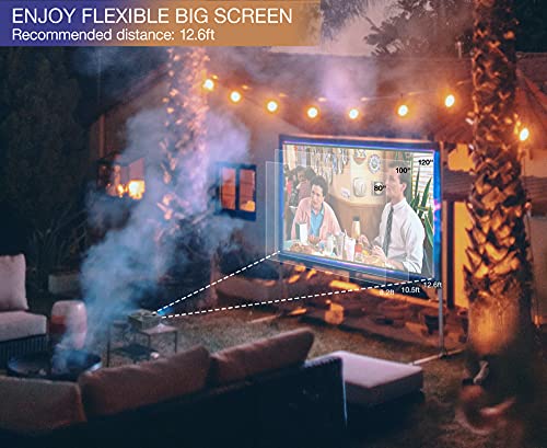 XIAOYA Outdoor Projector, HD Movie Projector Support 1080P, 4000 Lumens Home Theater Projector with HiFi Speaker, Compatible with HDMI, Fire Stick, USB(Black-w2)
