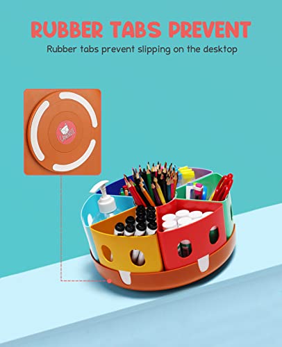 GAMENOTE Rotating Art Supply Organizer - Lazy Susan Office School Supplies for Kids Desk Organizers and Storage Homeschool Craft Caddy Classroom Organization (Large)