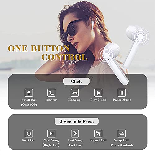 Wireless Earbud Bluetooth 5.0 Headphones Built in Mic in Ear Buds Noise Canceling 3D Stereo Air Buds Earbud Fast Charging, IPX8 Waterproof for Android/Samsung/iPhone