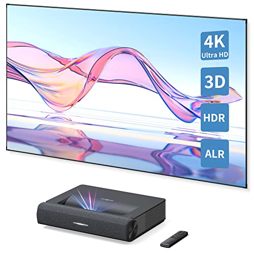 Paris Rhône 4K Ultra Short Throw Laser Projector with 100" Ambient Light Rejecting Projector Screen