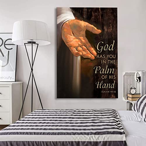 Bible Canvas Christian Customized, Bible verse wall art: Isaiah 49:16 God has you in the palm of his hand