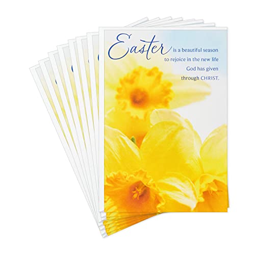 Hallmark Dayspring Religious Easter Cards Pack, Daffodils (8 Cards with Envelopes)